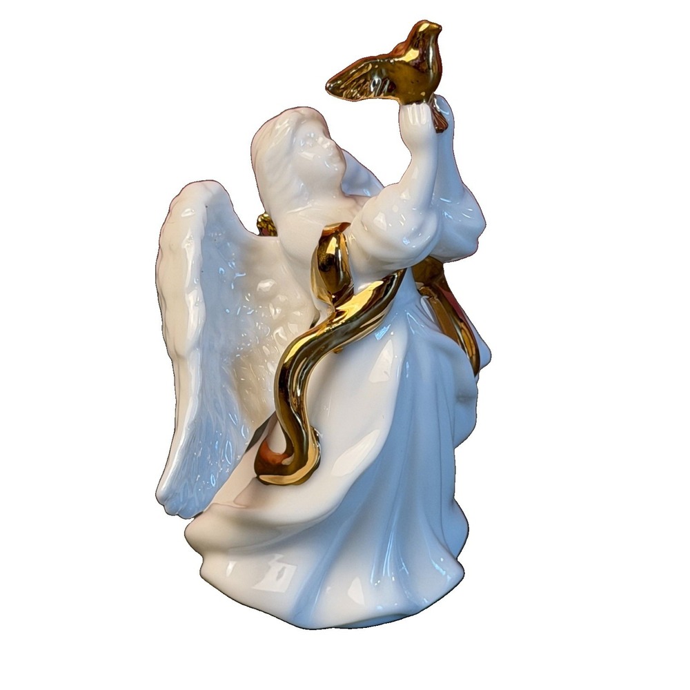 Crystal Cathedral Ministries Porcelain Angel With Dove Hanging Ornament